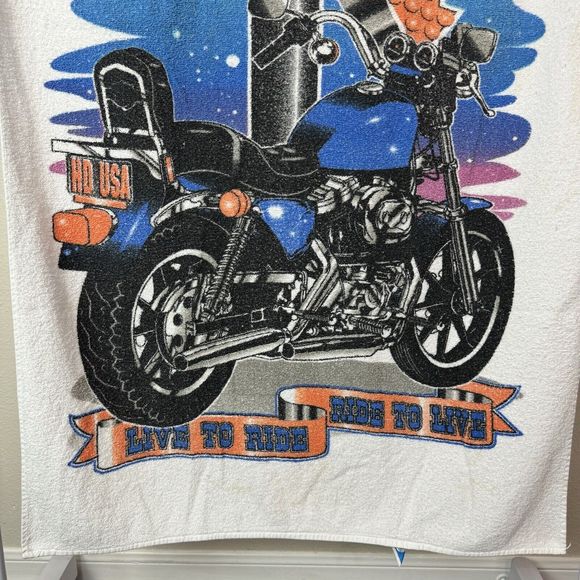 Vintage Harley Davidson Motorcycles Cotton Terrycloth Beach Towel - Picture 6 of 16